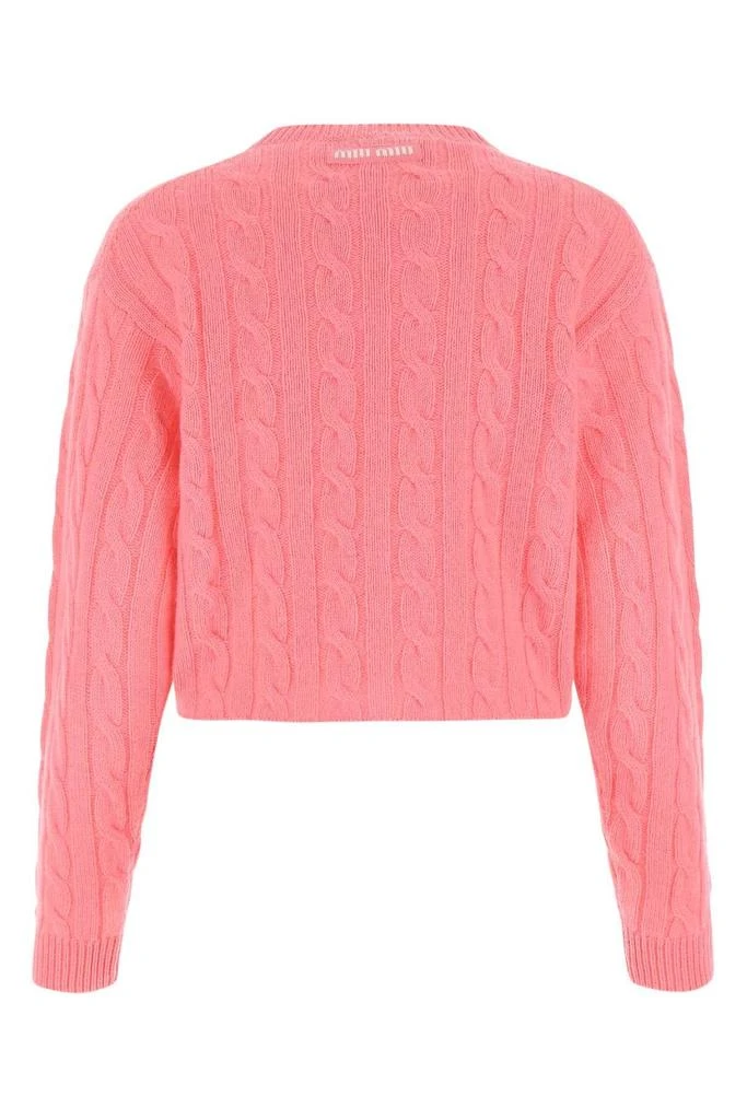 商品Miu Miu|Miu Miu Logo Patch Cable-Knitted Crewneck Sweater,价格¥4838,第2张图片详细描述