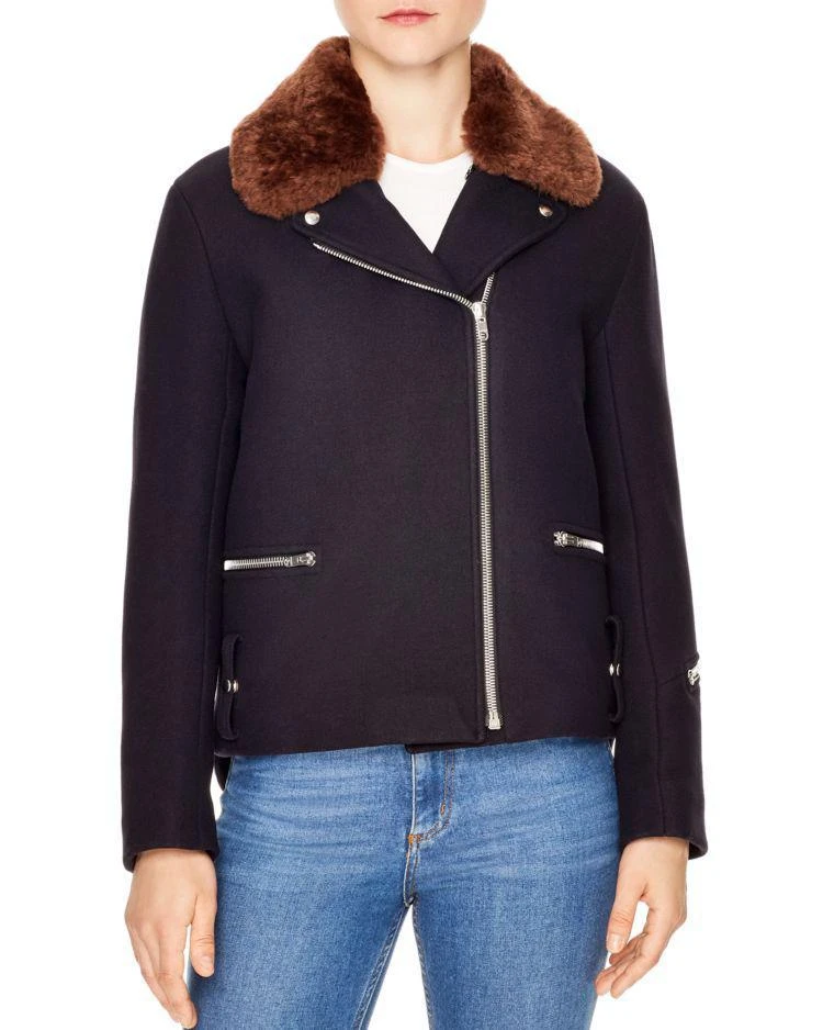 商品Sandro|Elma Shearling-Trimmed 夹克,价格¥2183,第1张图片