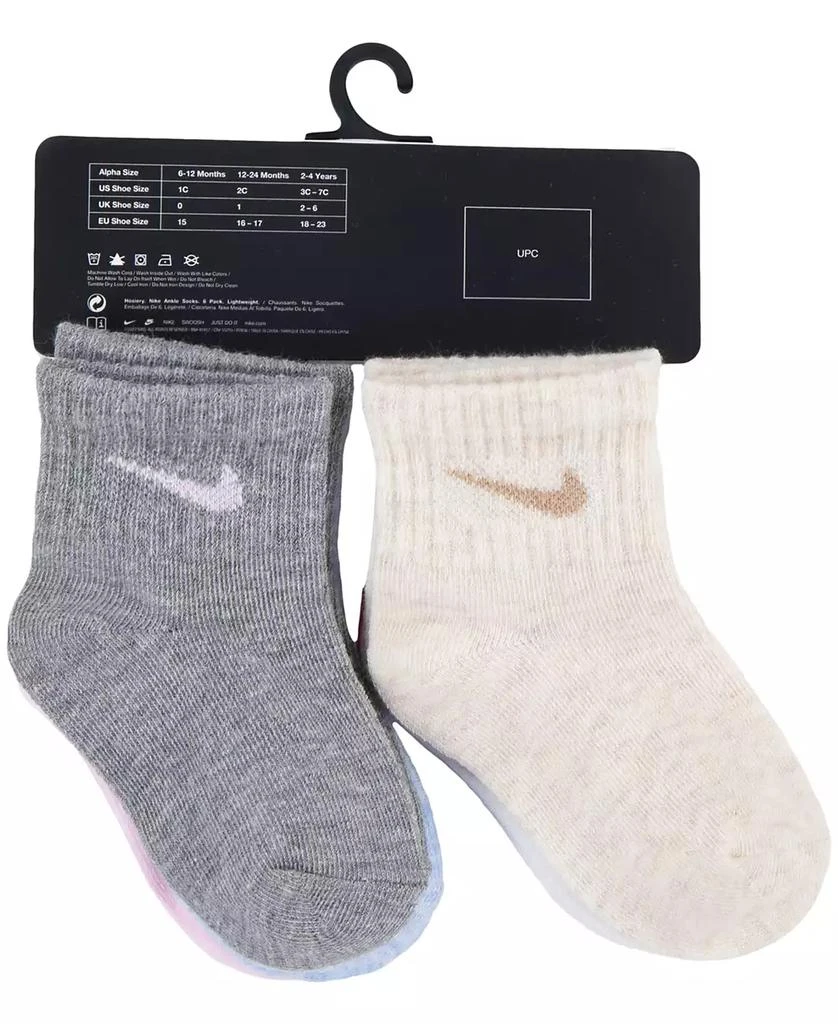 商品NIKE|Baby Boys or Baby Girls Assorted Ankle Socks, Pack of 6,价格¥69,第4张图片详细描述