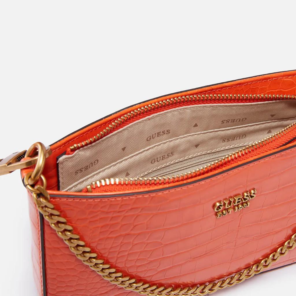 商品GUESS|Guess Women's Katey Croc Mini Top Zip Shoulder Bag - Flame,价格¥920,第7张图片详细描述