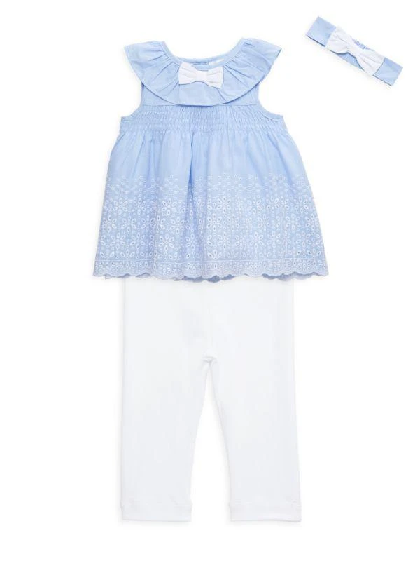 商品Little Me|Chambray Baby Girl's 3-Piece Top, Leggings & Bow Headband,价格¥118,第1张图片