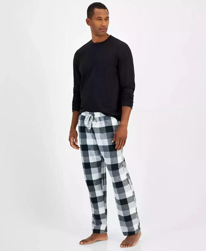 商品Club Room|Men's Fleece Long-Sleeve T-Shirt & Plaid Pajama Pant Set, Created for Macy's,价格¥150,第3张图片详细描述