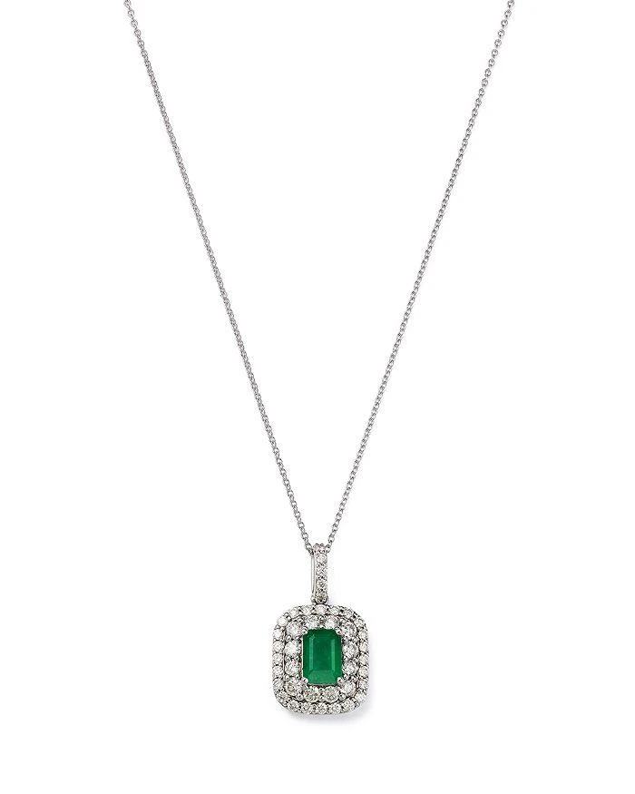 商品Bloomingdale's Fine Collection|Emerald & Diamond Pendant Necklace in 14K White Gold, 18",价格¥26470,第1张图片详细描述