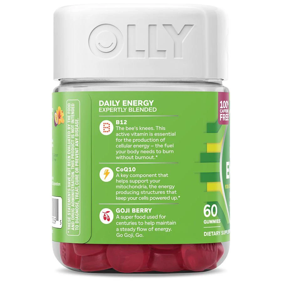 商品OLLY|OLLY成人复合维生素B12软糖男女士辅酶q10保健品美国百香果味60粒,价格¥120,第2张图片详细描述