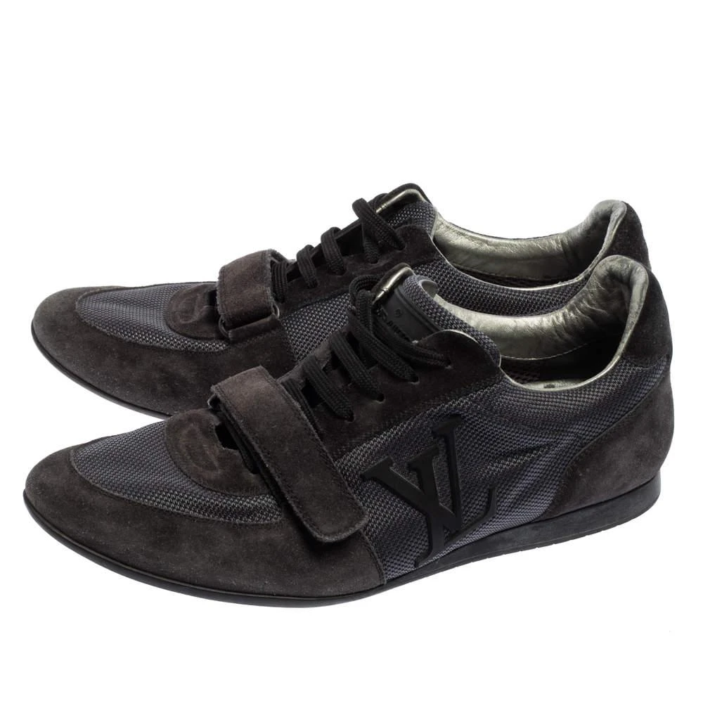 商品[二手商品] Louis Vuitton|Louis Vuitton Navy Blue  Suede And Fabric Trainers Low Top Sneakers Size 40.5,价格¥2131,第4张图片详细描述