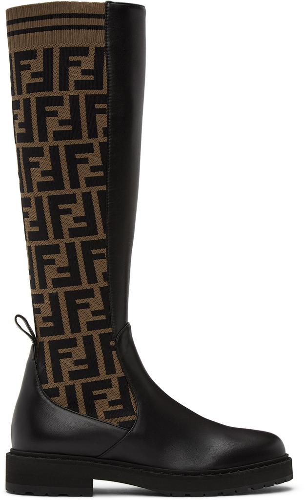 Brown & Black 'Forever Fendi' Rockoko Tall Boots商品第1张图片规格展示