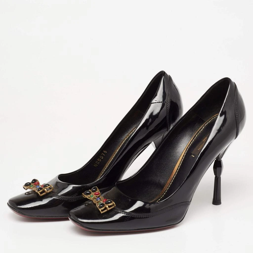 商品[二手商品] Louis Vuitton|Louis Vuitton Black Patent Leather Embellished Buckle Pumps Size 38,价格¥1306,第2张图片详细描述