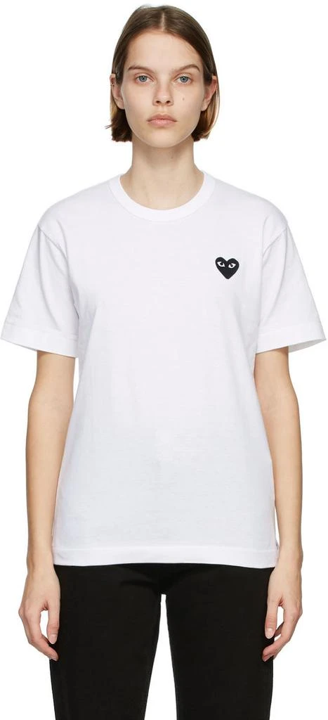 商品Comme des Garcons|White & Black Heart Patch T-Shirt,价格¥751,第1张图片