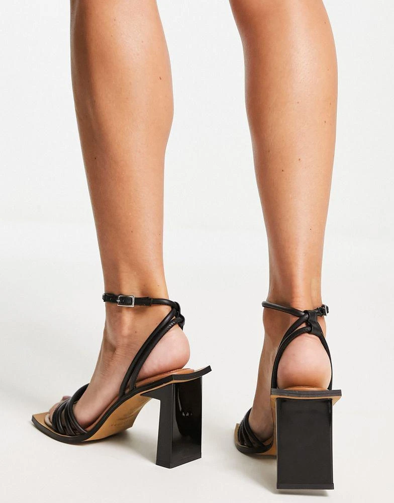 商品Topshop|Topshop Rana premium leather two part sandal in black and camel,价格¥173,第4张图片详细描述