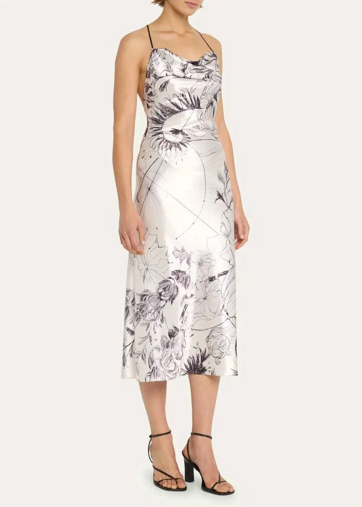 商品Jason Wu|Cosmic Floral Print Satin Slip Dress In Floral/black,价格¥5058,第3张图片详细描述