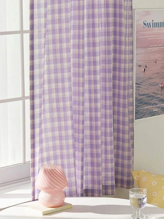 商品DECOVIEW|[Violet] Joy_Checkered Window Curtain,价格¥446,第1张图片