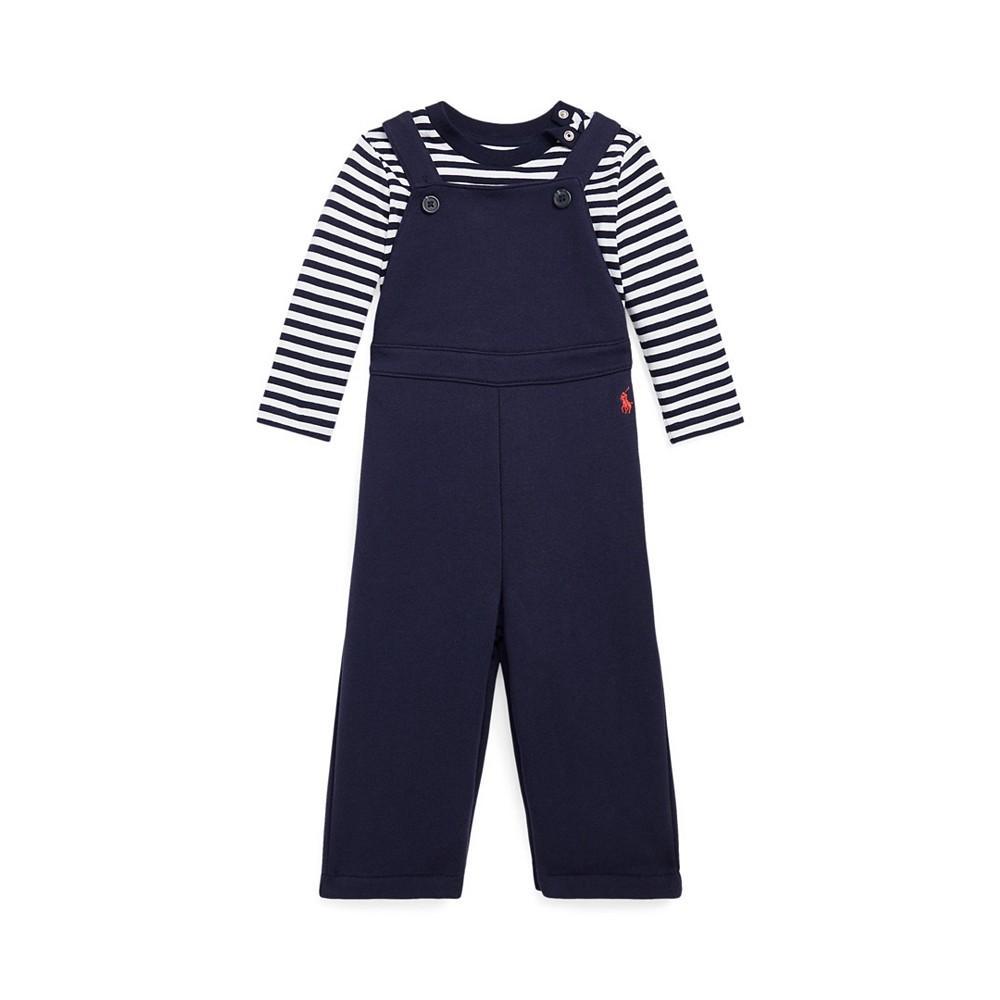 商品Ralph Lauren|Baby Boys Striped Jersey T-shirt and Fleece Overall Set, 2 Piece,价格¥522,第1张图片