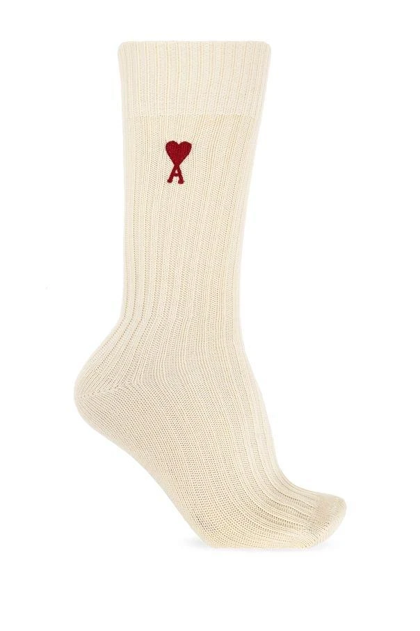 商品AMI|AMI Paris Ami De Coeur Logo Embroidered Ribbed 3-Pack Socks,价格¥676,第2张图片详细描述