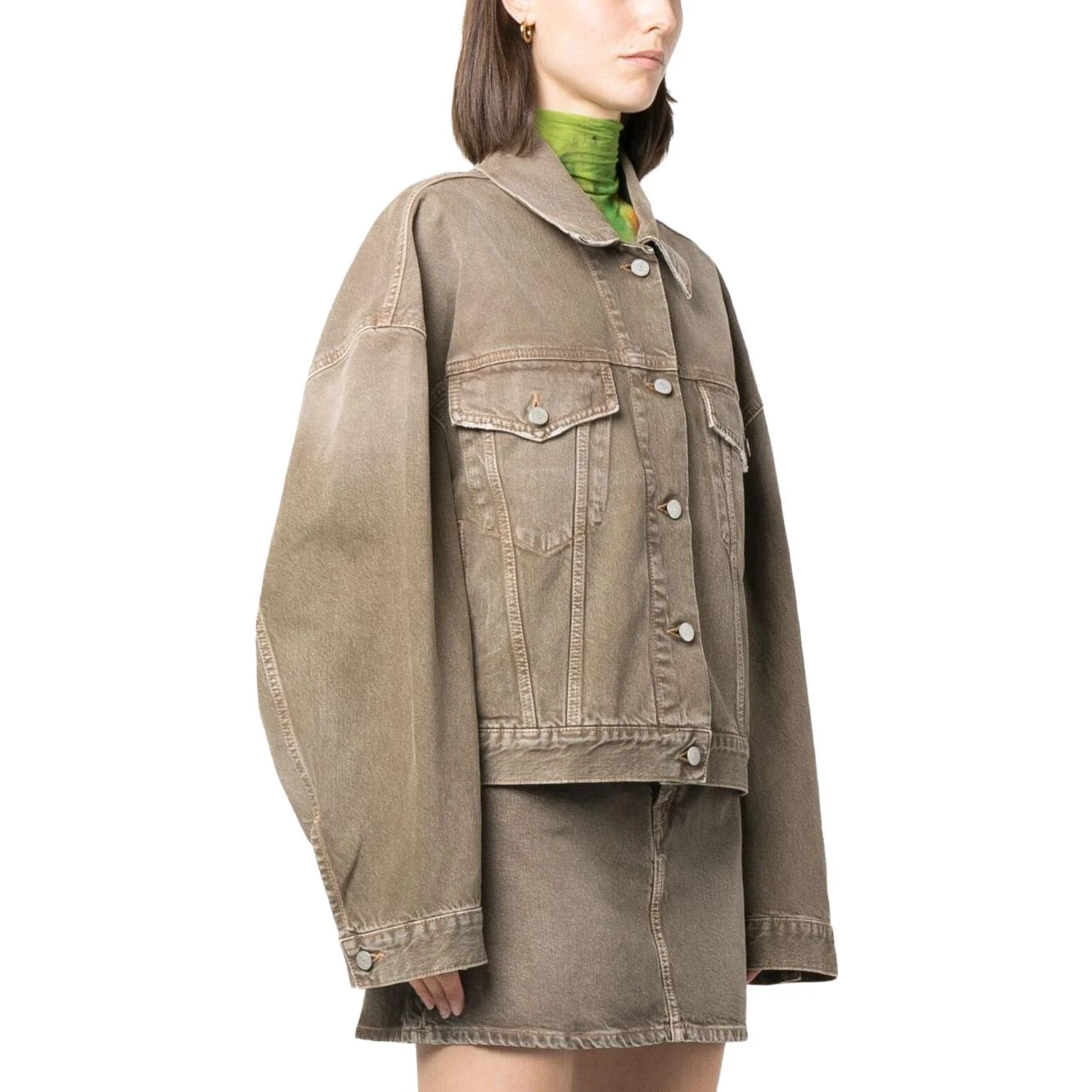 商品[国内直发] Acne Studios|FW23 丹宁系列 宽松单排扣牛仔外套 女款 棕色,价格¥3860,第5张图片详细描述