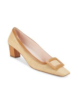 商品Roger Vivier|Belle Straw Block Heel Pumps,价格¥2923,第2张图片详细描述