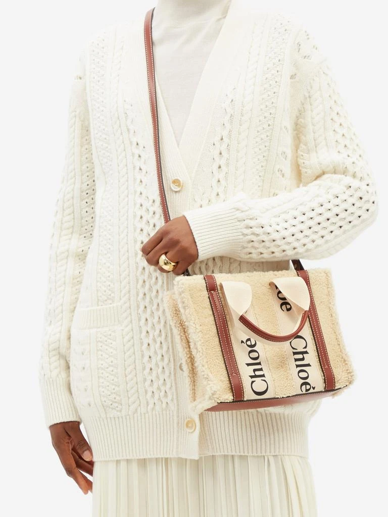 商品Chloé|Woody small shearling and leather cross-body bag,价格¥12785,第2张图片详细描述