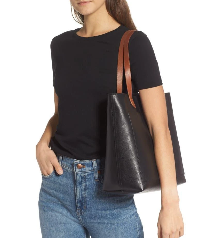 商品Madewell|The Zip-Top Medium Transport Leather Tote,价格¥886,第3张图片详细描述