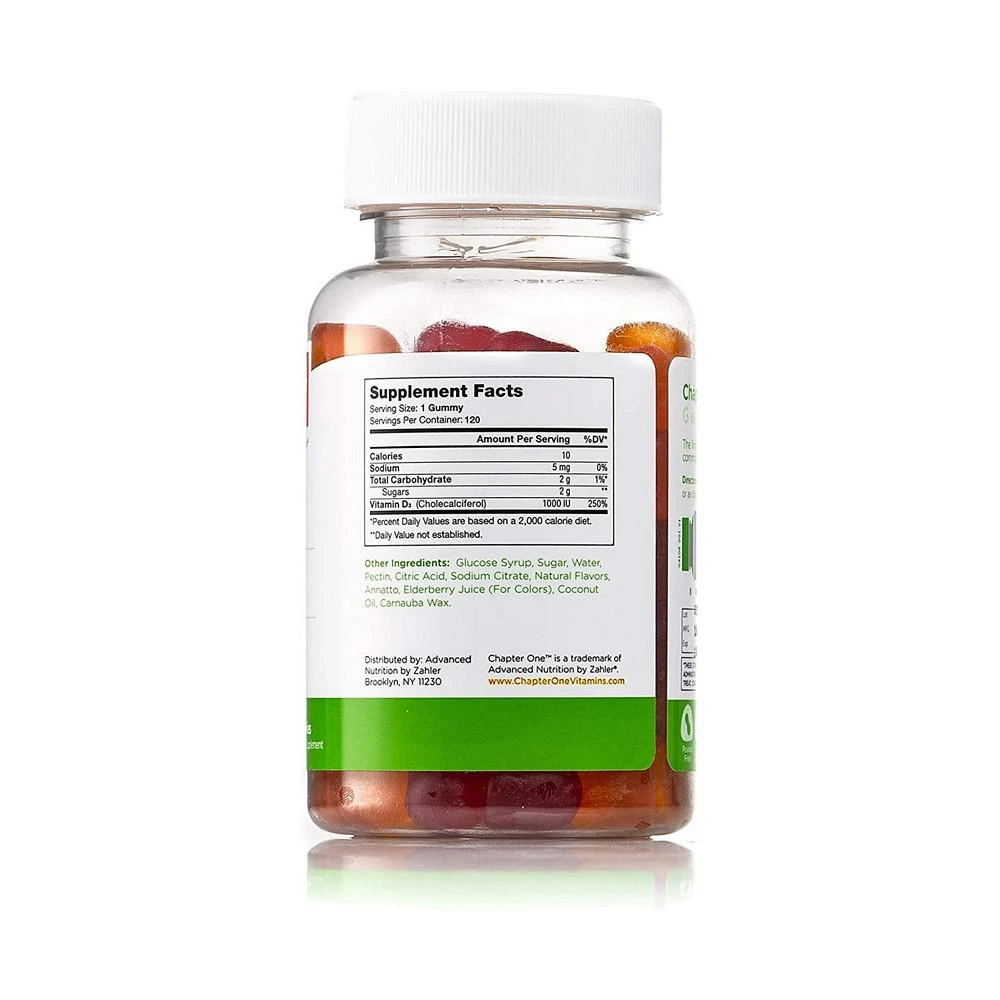 商品Zahler|Chapter One Vitamin D3 Great Tasting Chewable Vitamin D3 for Kids, Vitamin D3 1000IU, Certified Kosher - 120 Flavored Gummies,价格¥195,第3张图片详细描述
