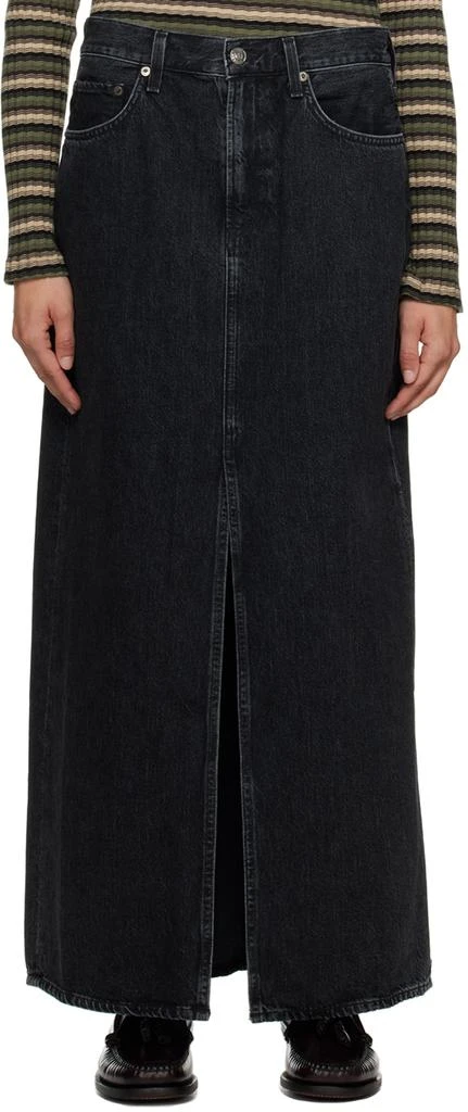 商品AGOLDE|Black Leif Denim Maxi Skirt,价格¥1093,第1张图片