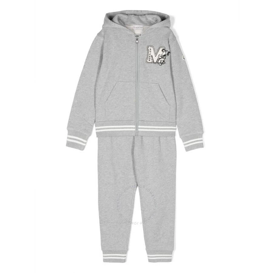 商品Moncler|Kids Grey Monogram Two-Piece Cotton Tracksuit Set,价格¥2088,第1张图片