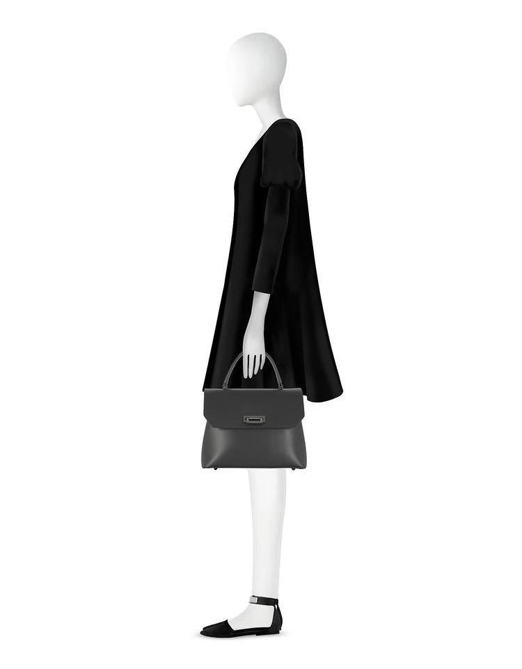 商品Le|Le Parmentier Lutece 中号黑色皮革顶柄挎包,价格¥1354,第3张图片详细描述