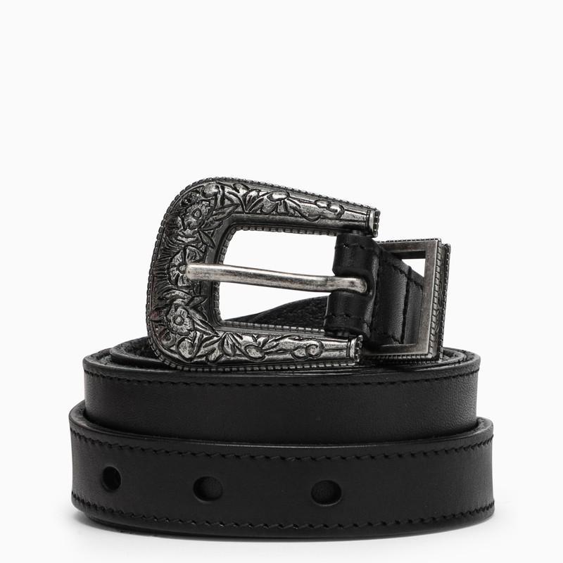 商品Yves Saint Laurent|Black engraved-buckle belt,价格¥2399,第1张图片