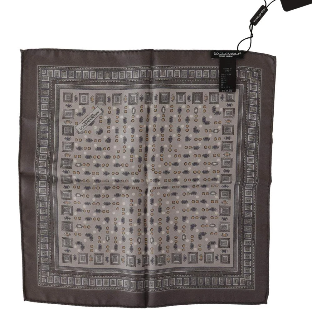 商品Dolce & Gabbana|Dolce & Gabbana Brown Silk Pocket Square Handkerchief Scarf,价格¥1184,第2张图片详细描述