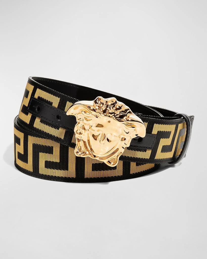 商品Versace|Men's Tonal Medusa/Greek Key Web Belt,价格¥2338,第1张图片