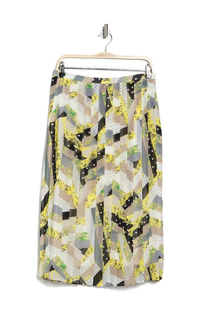 Pleated Mixed Print Midi Skirt商品第3张图片规格展示