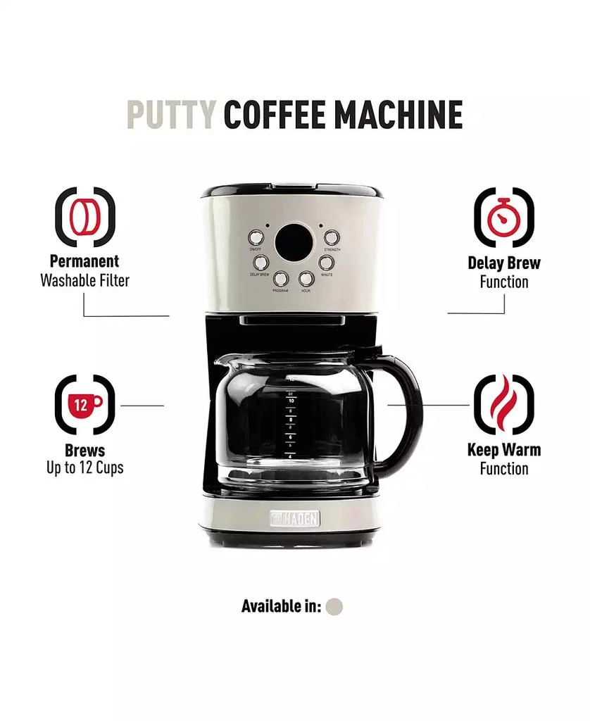 商品Haden|Dorset Modern 12-Cup Programmable Coffee Maker with Strength Control and Timer -75028,价格¥594,第4张图片详细描述