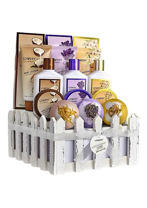 商品Lovery|Lovery Home Spa Gift Baskets   Coconut Lavender Jasmine Honey Almond Scent   16Pc,价格¥436,第1张图片