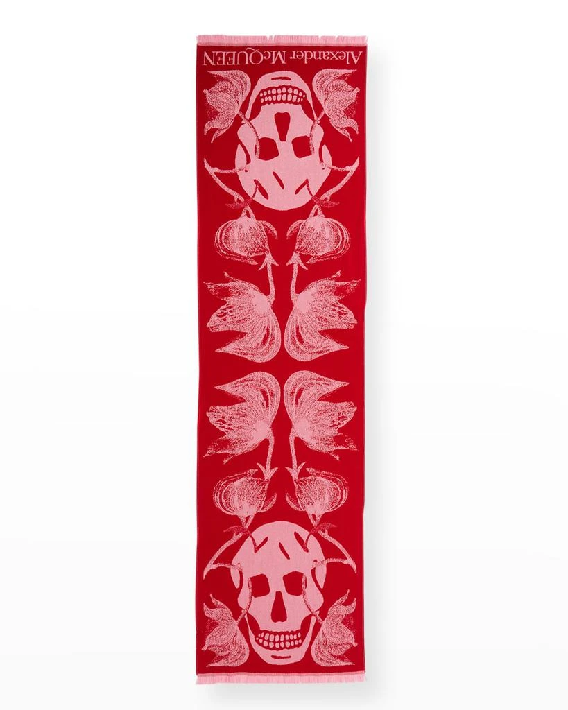 商品Alexander McQueen|Oversized Skull Flower Wool Scarf,价格¥2268,第2张图片详细描述