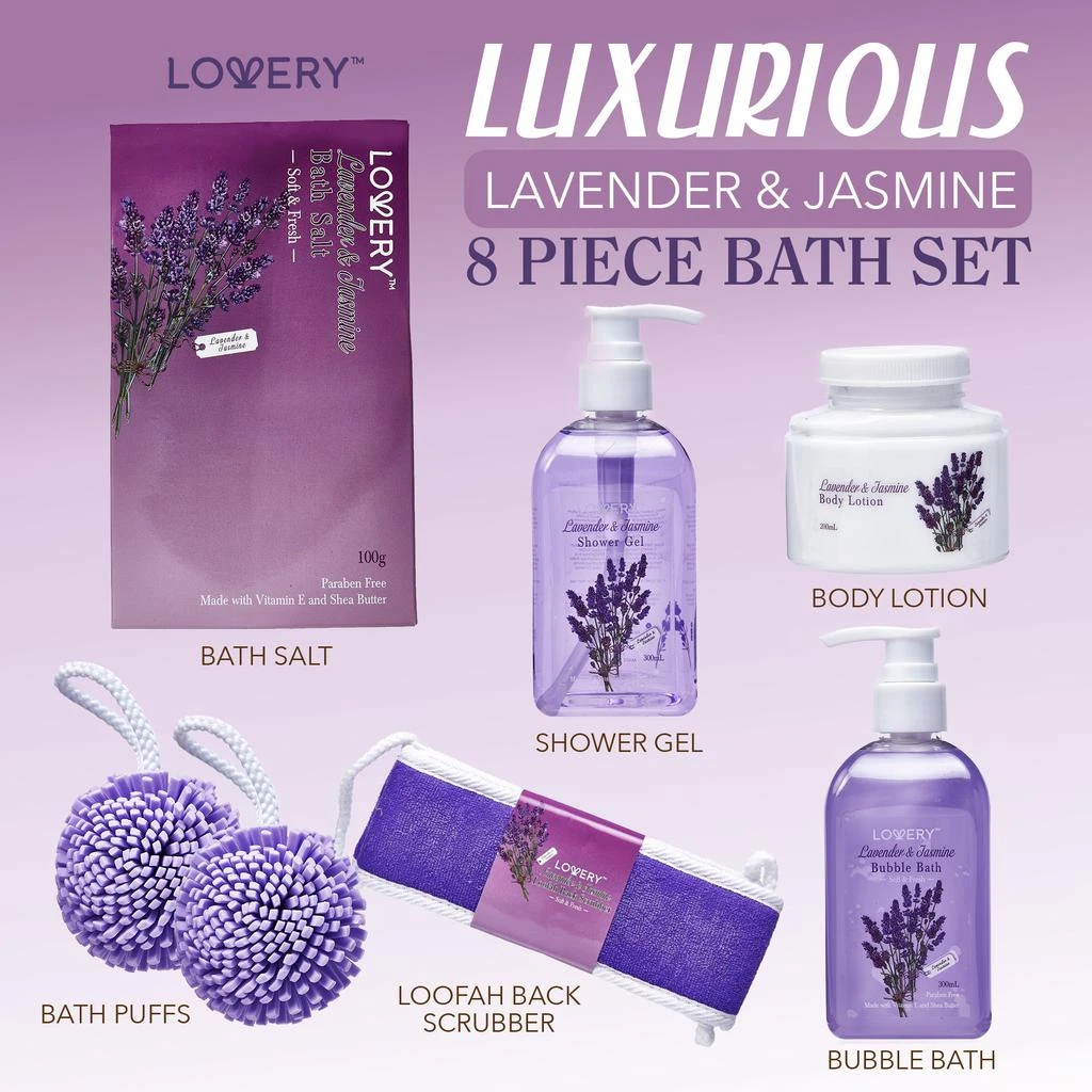 商品Lovery|Lavender Jasmine Pampering Spa Basket 8-Piece Set,价格¥296,第2张图片详细描述