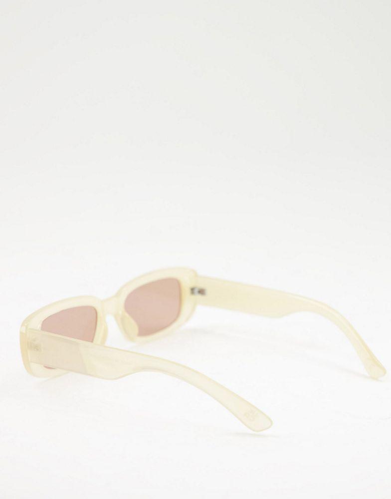 ASOS DESIGN mid rectangle sunglasses in yellow with tinted lens商品第2张图片规格展示