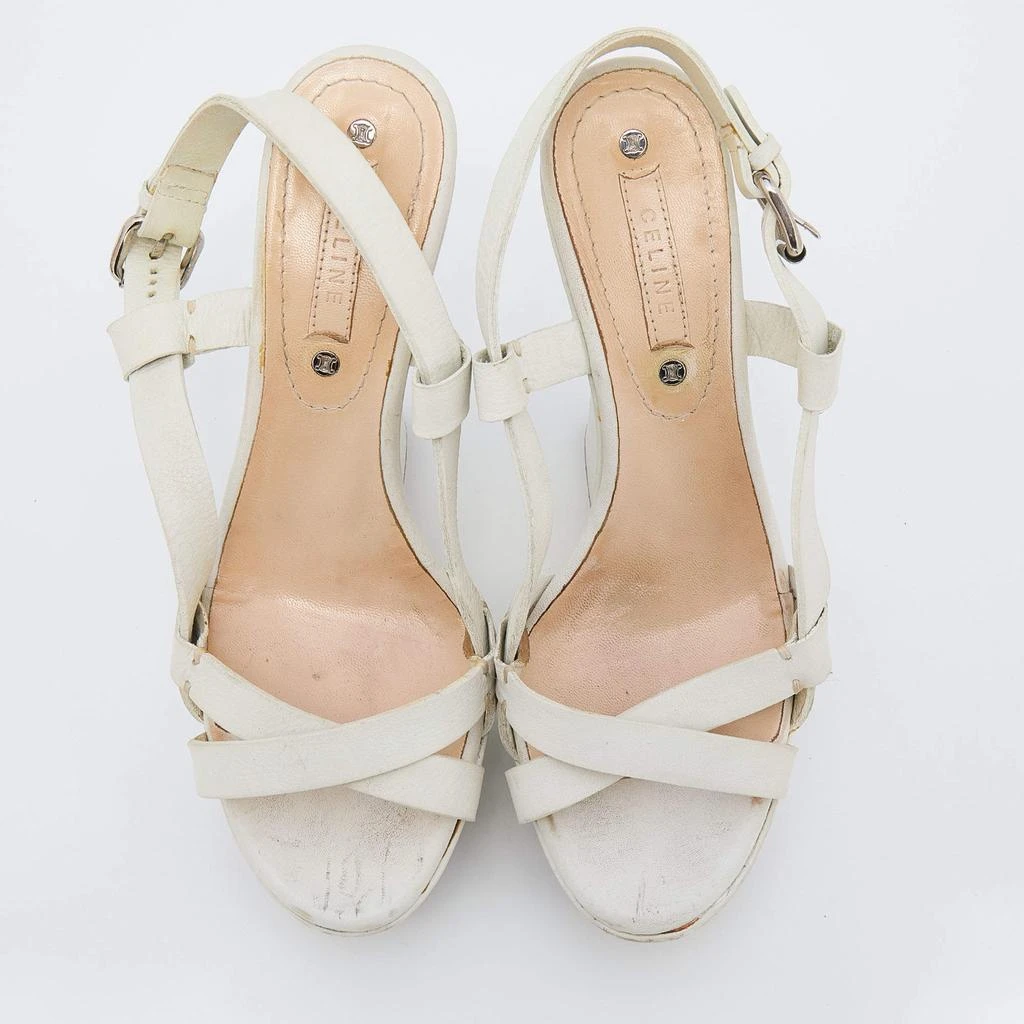 商品[二手商品] Celine|Celine White Leather Strappy Platform Sandals Size 37,价格¥1137,第3张图片详细描述