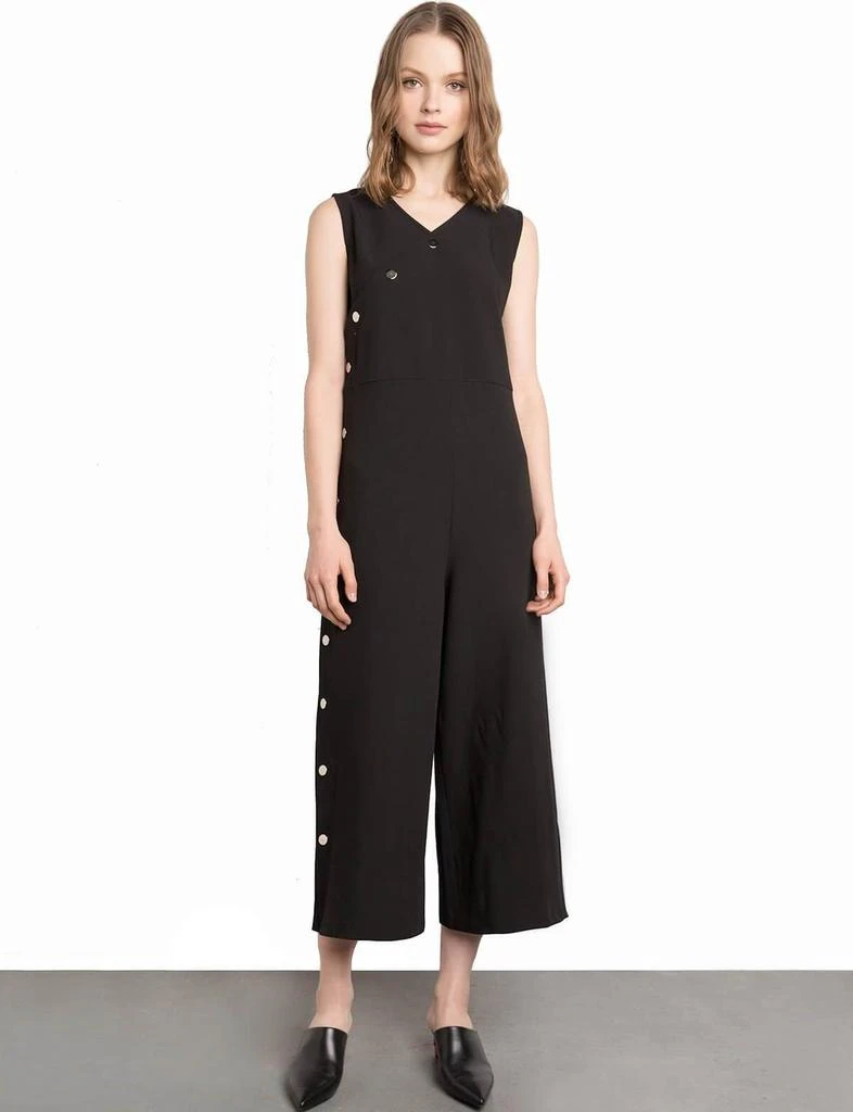 商品Pixie Market|Black Snap Button Wide Leg Jumpsuit,价格¥599,第4张图片详细描述