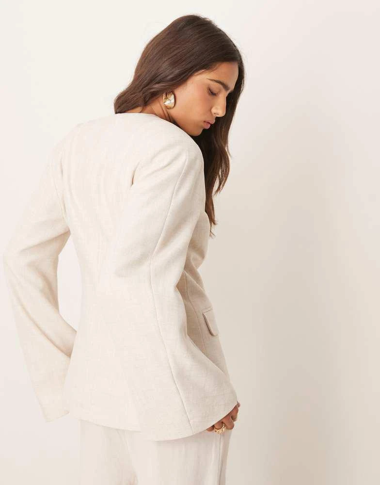 商品ASOS|ASOS DESIGN double tie side blazer co-ord in stone,价格¥628,第4张图片详细描述