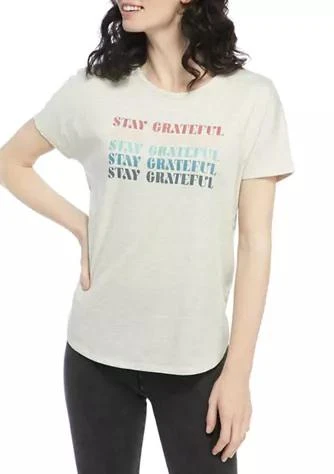 商品New Directions®|Directions Studio Petite Short Sleeve Stay Grateful Graphic T Shirt,价格¥60,第1张图片