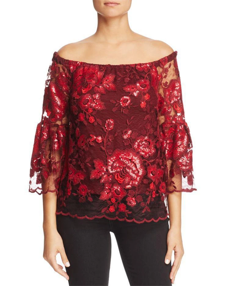 商品Vince Camuto|Lace Off-the-Shoulder Bell Sleeve Top - 100% Exclusive,价格¥253,第1张图片