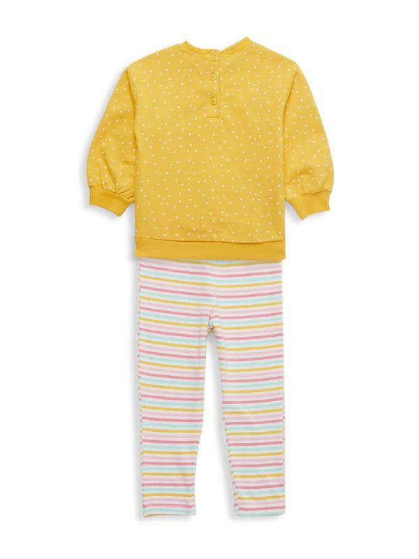 商品Little Me|Baby Girl's 2 Piece Rainbow Graphic Tee & Striped Pants Set,价格¥80,第2张图片详细描述