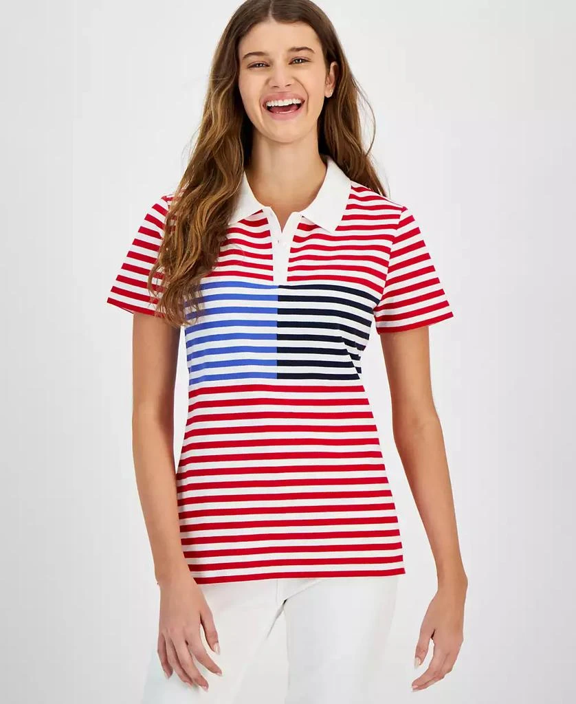 商品Tommy Hilfiger|Women's Striped Short Sleeve Polo Shirt,价格¥141,第1张图片