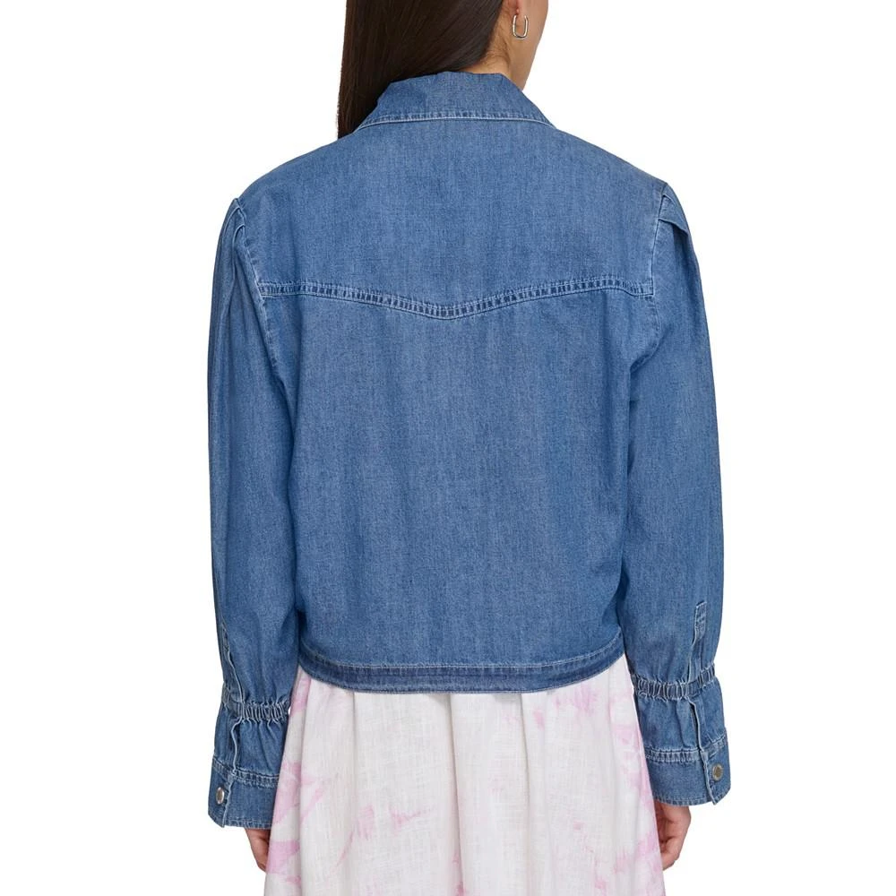 商品DKNY|Women's Cotton Denim Notched Collar Cropped Blazer,价格¥386,第2张图片详细描述