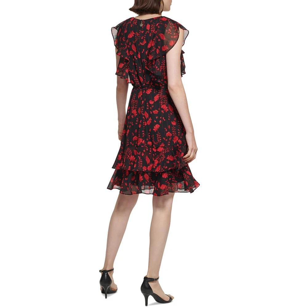 商品Tommy Hilfiger|Petite Floral-Print Ruffled Fit & Flare Dress,价格¥386,第2张图片详细描述