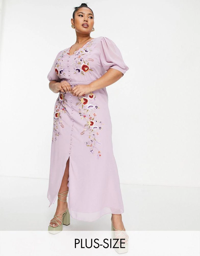 商品Hope & Ivy Plus|Hope & Ivy Plus Mila embroidered dress in pink,价格¥497,第1张图片