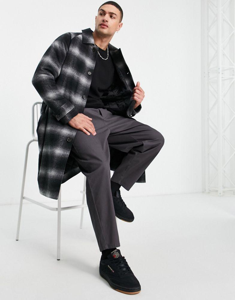 商品Topman|Topman relaxed faux wool mac in black and white check,价格¥889,第6张图片详细描述