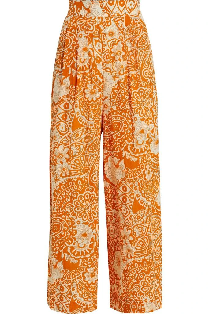 商品VANESSA BRUNO|Pleated floral-print cotton-voile wide-leg pants,价格¥510,第3张图片详细描述