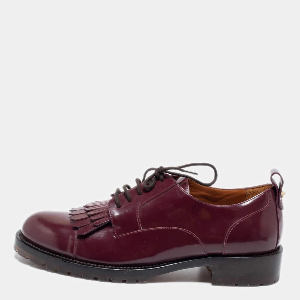 商品[二手商品] Valentino|Valentino Burgundy Patent Fringe Derby Oxfords Size 37,价格¥4668,第1张图片