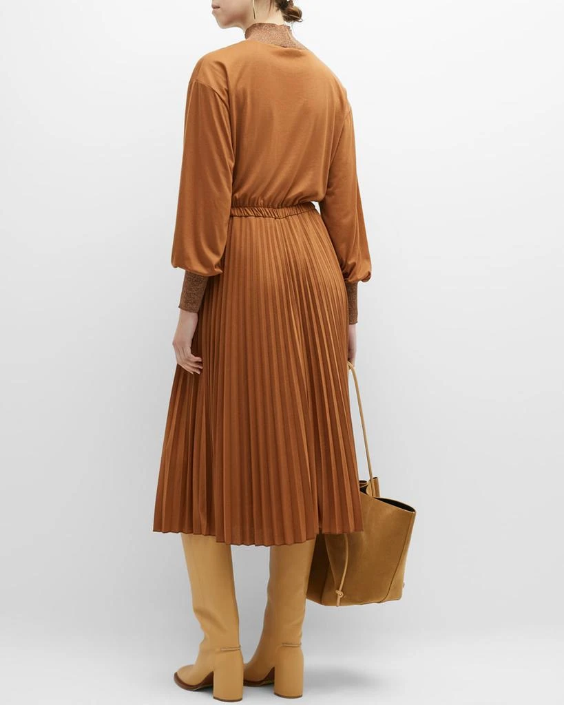 商品Marella|Burda Pleated Mock-Neck Jersey Midi Dress,价格¥1216,第4张图片详细描述