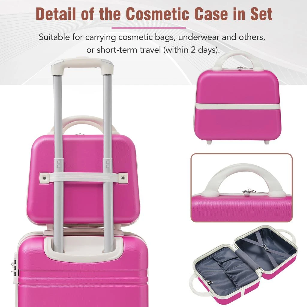 商品Streamdale Furniture|Streamdale Hardshell Luggage Sets 4 Pieces 20" +24" +28" Luggages and Cosmetic Case Spinner Suitcase with TSA Lock Lightweight,价格¥2088,第4张图片详细描述