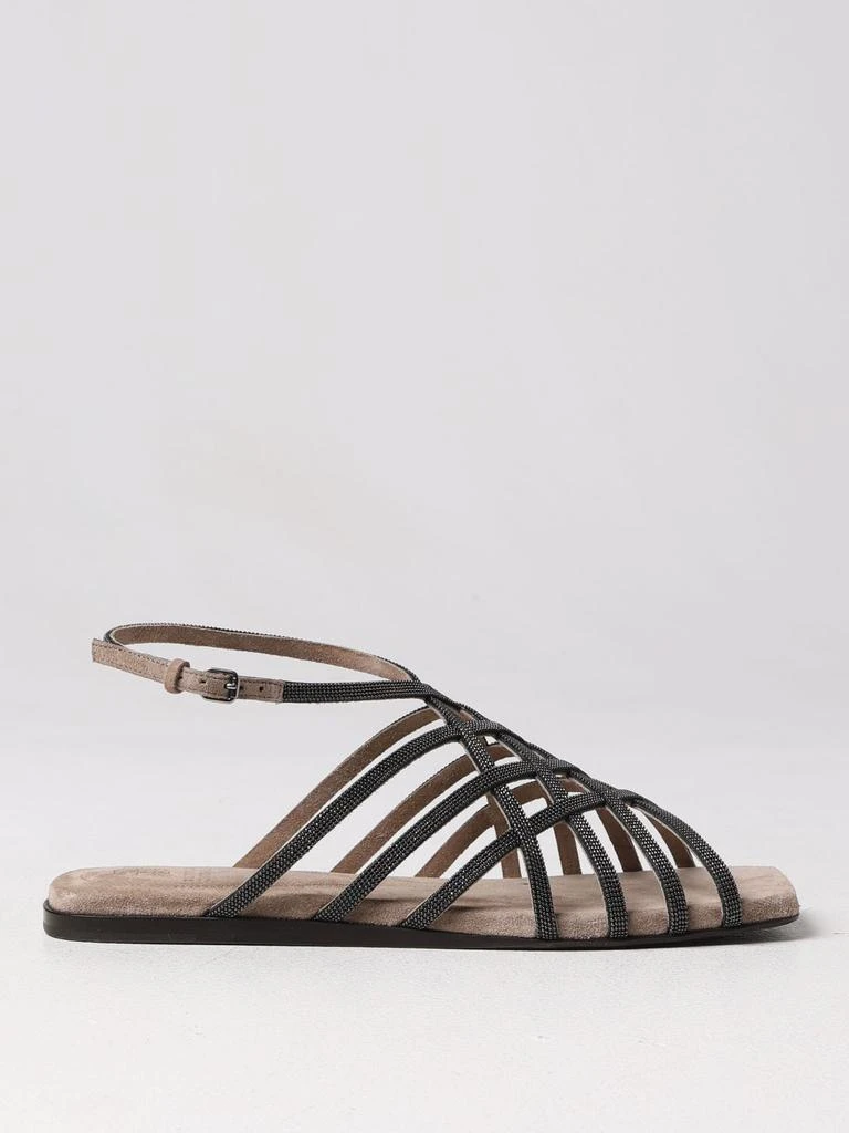 商品Brunello Cucinelli|Brunello cucinelli sandal in leather with jewel,价格¥10544,第1张图片